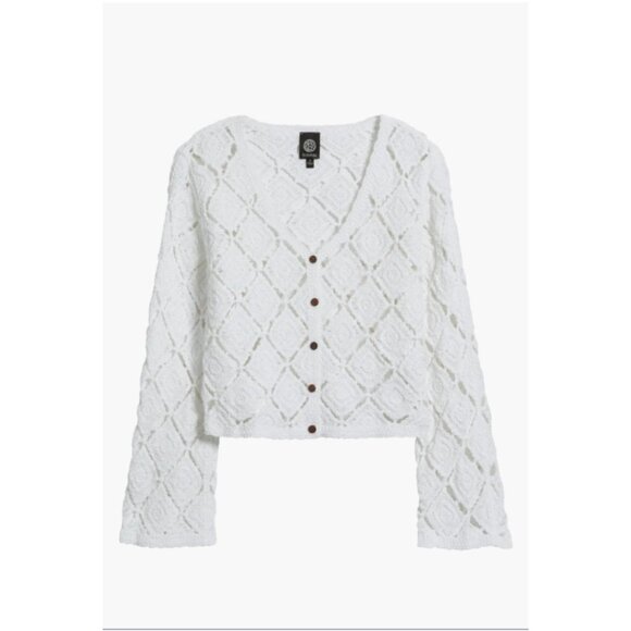 Bobeau Crochet Cardigan Bobeau White Sz.L - Picture 4 of 13